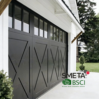 Porte de garage à ouverture automatique LONGTAI de style américain en aluminium imitation bois, amortissante et à marche arrière automatique
