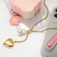 Collier pendentif cœur en acier inoxydable avec perle de verre et chaîne en Y, bijoux pour femme, style classique, fournisseur OEM en gros personnalisé
