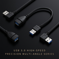 LUNG KAY 1M 90-Grad-USB-3.0-Verlängerungskabel, schnelles Laden, 5 Gbit/s Datenübertragung, rechtwinkliges AM/AF-Stecker-auf-Buchse-USB-Verlängerungskabel
