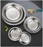 Assiette Ronde en Acier Inoxydable 12-28CM pour Servir la Nourriture, les Déjeuners, les Légumes - Plateau Métallique Durable