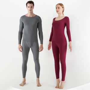 2022 Neues Design Eltern S-XXL schlanke warme Unterwäsche-Sets mit niedrigem Hals und Fleece-Unterwäsche-Anzügen Thermo-Unterwäsche für den kalten Winter - Product Image 3