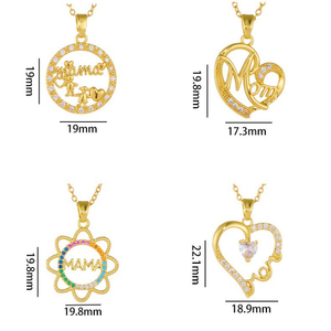 Regalo festa della mamma 18k placcato oro CZ zirconi Charms collana mamma mamma lettere cuore amore collana - Product Image 6