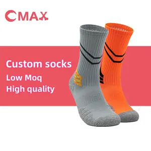 Chaussettes de Sport blanches pour hommes, Logo personnalisé, lettres noires, chaussettes de basket-ball personnalisées