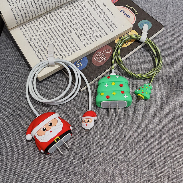 18W 20W Compatible Cute Cartoon Silicone Cable Protector 3D Protective Phone Charger Case Cover Set Mobile Phone Accessories for