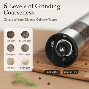 Hot Selling USB Rechargeable Large Capacity Adjustable Plastic Electric Salt <b>Pepper</b> <b>Grinder</b> Set Ceramic Salt <b>Grinder</b> - Product Image 4