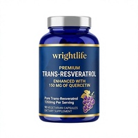 Capsules végétales de Resvératrol et Quercétine Antioxydant 200mg pour Adultes, Compléments Cutanés, 90 Gélules, Fabrication OEM