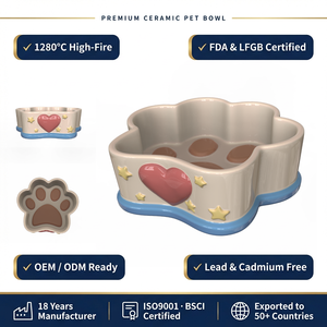 Tazón de Agua para Mascotas con Diseño de Huella de Pata, Ecológico, de Cerámica, Personalizado, para Perros, Gatos y Palomas, Venta al Por Mayor, Práctico y de Alta Calidad - Product Image 1