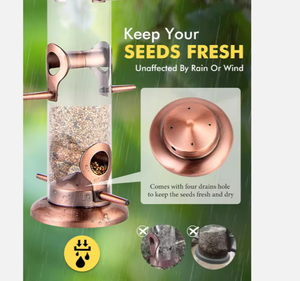 Oferta Especial de Amazon: Comedero para Pájaros de Metal Colgante, Portátil, Automático, a Prueba de Ardillas, para Palomas, Comedero de Cobre para Pájaros - Product Image 2