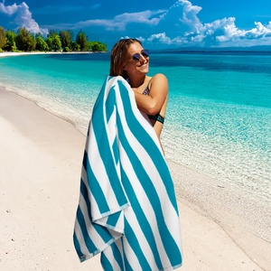 Vente chaude en gros, serviettes <span class=keywords><strong>de</strong></span> bain en coton 100% rayées, super absorbantes, toutes saisons, <span class=keywords><strong>bleu</strong></span> et <span class=keywords><strong>blanc</strong></span>, serviettes <span class=keywords><strong>de</strong></span> <span class=keywords><strong>plage</strong></span> <span class=keywords><strong>de</strong></span> luxe - Product Image 2