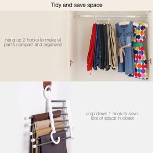 Porte-pantalon en acier inoxydable, multifonctionnel, rétractable et pliable, séchoir à vêtements multi-niveaux pour la maison - Product Image 2