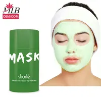 Crema de limpieza profunda para el cuidado de la piel Facial, mascarilla de té verde sólido, barro de arcilla Facial, palo de mascarilla, barro volcánico
