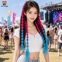 Perruques pour femmes, best-seller transfrontalier, ombré, tresses bulles, queue de cheval lanterne, fibre haute température, style long, tendance internet, audacieuses