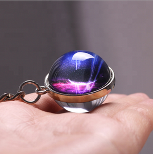 Güneş sistemi gezegen anahtarlık Galaxy bulutsu uzay anahtarlık ay toprak güneş Mars sanat resmi çift taraflı cam top anahtarlık - Product Image 6