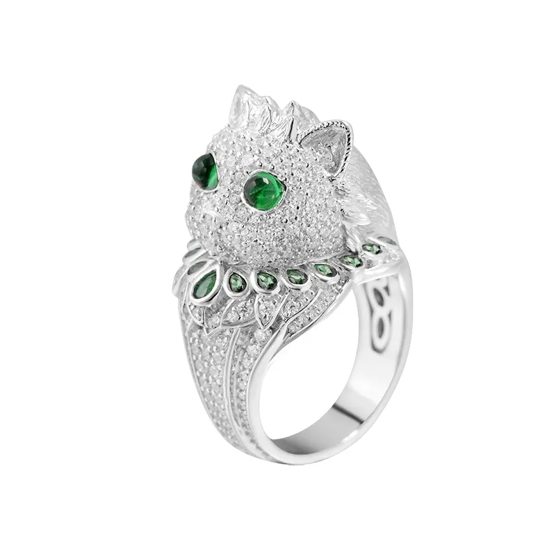 Ins Animal Rings Diamond Owl Ring High Quality Gemstone Ring