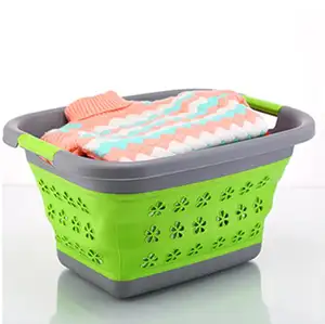 HY-cesta de plástico plegable para lavandería, almacenamiento fácil
