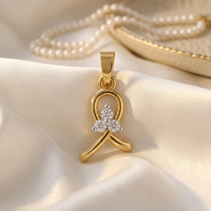 Pendentif Ruban de Sensibilisation Classique Plaqué Or de Luxe avec Breloque Diamant Rond Taille Brillant pour Cadeaux et Occasions Festives - Product Image 5