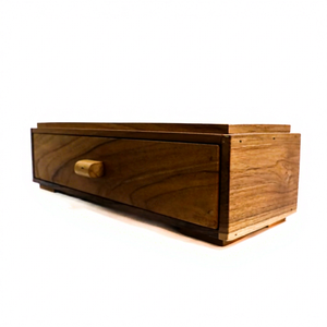 Boîte de rangement décorative pour couverts en teck naturel, en bois massif durable, fabriquée à la main, organiseur d'ustensiles de cuisine - Product Image 1