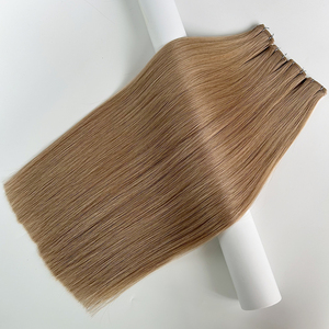 Castagno marrone <span class=keywords><strong>chiaro</strong></span> Genius trame russo capelli umani cuticola intatto Remy Super doppio disegnato invisibile 50g trama - Product Image 2