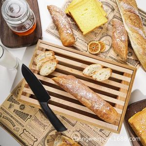 Bandeja para pan de madera maciza de doble capa, estante rebanador rectangular, almacenamiento multifuncional para desayuno, cocina y repostería - Product Image 1