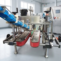 Machine de remplissage et de bouchage entièrement automatique à grande vitesse avec élévateur de tri de bouchons et bouteuse rotative à quatre roues