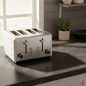 <span class=keywords><strong>Grille</strong></span>-<span class=keywords><strong>pain</strong></span> électrique Ousheng 4 tranches avec couvercle en plastique, fentes extra larges et contrôle électronique variable de la coloration - Product Image 1