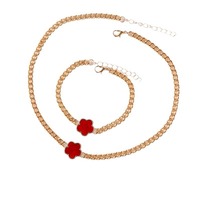 20240902 Ensemble de bijoux pour femme, collier et bracelet multicolores à motif floral porte-bonheur, plaqué or, pour mariage ou cadeau