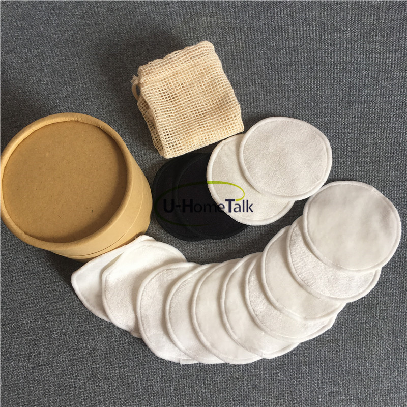 U-HomeTalk UT-YJ075 средство для снятия макияжа, бамбуковый хлопковый махровый скраб, Бамбуковая бархатная подкладка с пользовательской упаковочной бумагой, круглая трубчатая коробка