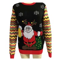 Jersey de Jacquard de Navidad personalizado unisex, suéter de invierno informal completamente tejido con patrón de animales en la parte delantera, suéter feo con logotipo en la espalda