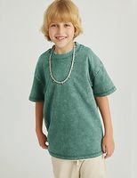 Vêtements pour enfants en gros, ensemble t-shirt à manches courtes et short vintage lavé, ensembles de vêtements pour garçons