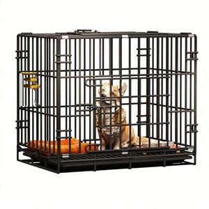 Cage à chien pliable de luxe en métal avec fermeture à bouton-pression, maille respirante, ventilation sécurisée, montage facile, design moderne - Product Image 1
