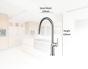 Grifo de Cocina Monomando de Agua Fría y Caliente con Diseño Giratorio Contemporáneo, Cromado, Cabezal Rociador de Latón, Rotación de 360 Grados, <span class=keywords><strong>Sedal</strong></span> - Product Image 3