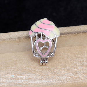 Cage à perles vide Wenchi en argent S925 pour perles de 8-9 mm, support pour pendentif crème glacée, accessoires de bricolage, bijoux en perles, bagues de mode - Product Image 3