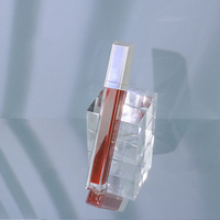 Irisé bleu carré Tube brillant à lèvres 7ml brillant conteneur Transparent brillant à lèvres baguette Tubes pour cosmétiques
