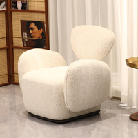 Fauteuil d'appoint moderne et minimaliste de luxe, rembourré, en tissu type coton, pour salon et hôtel