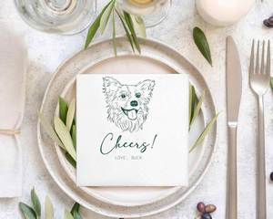 Servilletas Personalizadas para Cócteles con Diseños de Mascotas para Bodas y Cumpleaños, Servilletas de Boda con Ilustraciones de Perros o Gatos - Product Image 1
