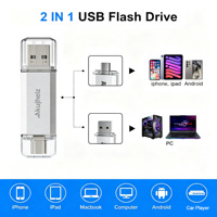Nueva Unidad Flash USB 3.1 de Aluminio con Doble Puerto USB-C/USB-A 2 en 1, Lectura de Alta Velocidad de 150 MB/s, Compartir con un Clic para Teléfonos y Computadoras