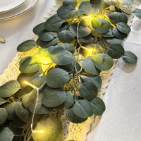 Guirlande de feuilles d'eucalyptus artificielles en vrac, 100 à 200 cm, décoration intérieure, mariage, fête, fabricant direct de Chine