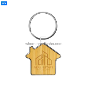 Porte-clés en bambou <span class=keywords><strong>et</strong></span> métal écologiques en forme de <span class=keywords><strong>maison</strong></span> 32 mm pour articles cadeaux promotionnels - Product Image 6