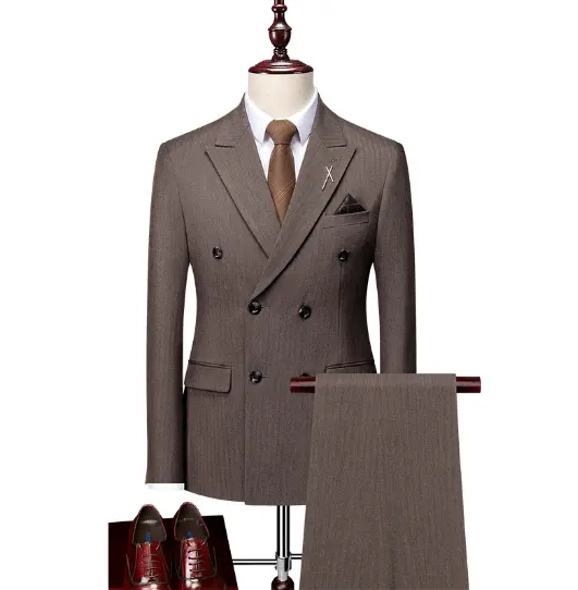 Setelan pakaian kantor pria, atasan pernikahan 3 potong, blazer + celana + rompi untuk bisnis ramping
