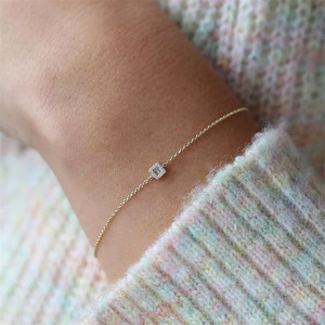 CANNER Nueva Pulsera Sencilla de Cadena Delgada con Baño de Rodio y Plata S925 con Circonita, Regalo Moderno para Mujer - Product Image 6