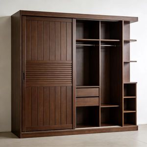 Modern Durable Bedroom <strong>Solid</strong> <strong>Pine</strong> <strong>Wardrobe</strong> with Drawer Easy Assemble - Product Image 3