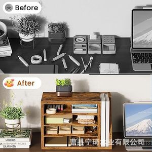 Wooden desktop <b>storage</b> rack, vintage <b>file</b> organizer, envelope and mail <b>storage</b> box, office document organizer. - Product Image 3