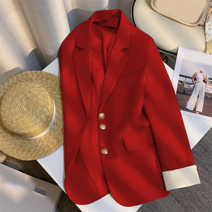 Costume de bureau élégant pour femme avec veste blazer à manches longues, col à revers et boutons, pour le printemps et l'automne, vêtements assortis - Product Image 3
