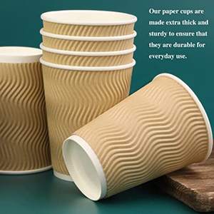 Copos de Papel Kraft Isolados de 12 OZ com Tampa, Cor Personalizada OEM/ODM para Café Quente, <span class=keywords><strong>Coco</strong></span> e Chá - Product Image 2