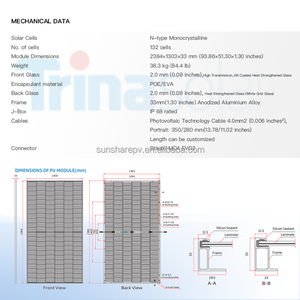 Panel Solar Monocristalino Tipo N de Trina Solar de 685W, 690W, 695W, 700W y 710W, Módulo Fotovoltaico para Sistemas Solares Conectados a la Red y Fuera de la Red, Risen <span class=keywords><strong>Sungrow</strong></span> - Product Image 2