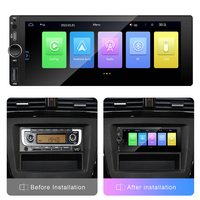 Reproductor MP5 para Auto Rhythm 1Din con Pantalla Táctil HD Retráctil de 6.86 Pulgadas, CarPlay con Cable, Android Auto, Mirror Link, GPS Integrado, USB, Estéreo