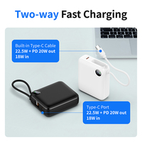 C1050 Batterie externe légère 10000 mAh avec câble Type C intégré Chargeur portable avec écran LED Prix usine Logo OEM