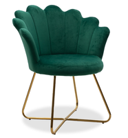 Chaise de luxe moderne Chaise de salon de beauté en velours avec fleur dorée Chaise de loisirs avec bras Coiffeuse de beauté Chaise de maquillage