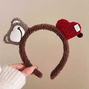 ที่คาดผมขนปุยลายการ์ตูนน่ารักตลกๆ ทำมือ สำหรับผู้หญิง ฤดูใบไม้ร่วง ฤดูหนาว  แบบคลุมศีรษะสูง ใช้สำหรับล้างหน้า แต่งหน้า - Product Image 1