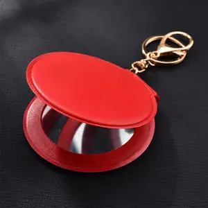 2023 mode drôle 3d, miroir de maquillage portable pendentif en Pu porte-clés en gros fille femme cadeau personnalisé sac à main décoration porte-clés/